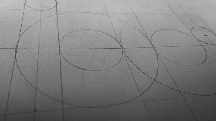 Wireframe sketch of my BV logo